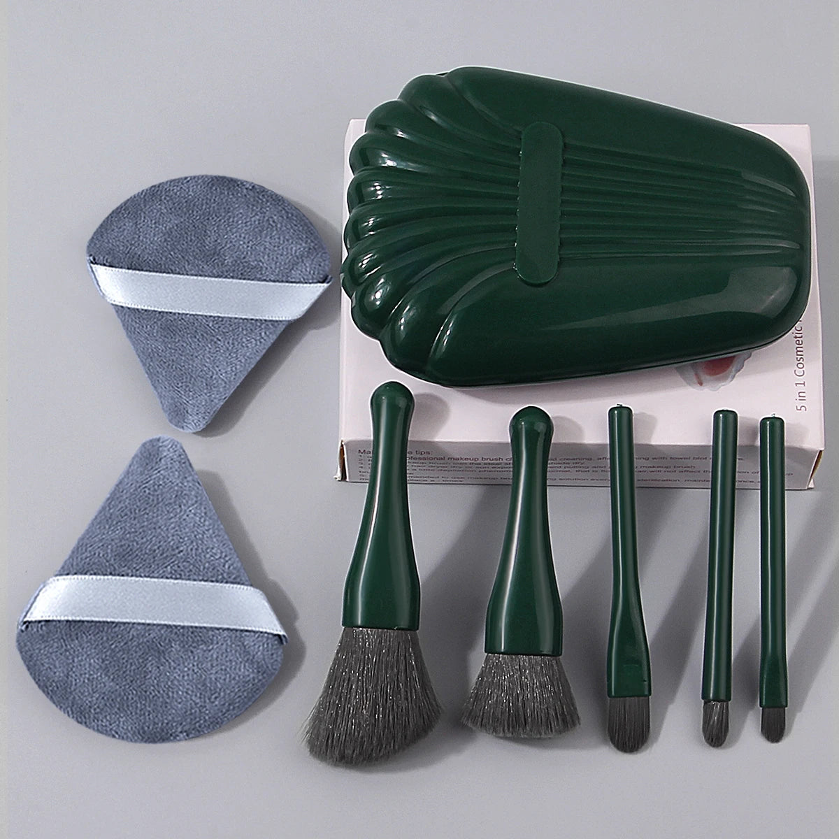 KOSSHOW 8-Piece Mini Makeup Brush Set | Shell Box & Puff Makeup Brush Set QXL