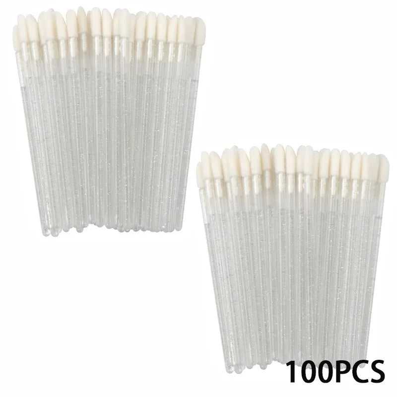 Disposable Lip Brushes & Lash Wands 100/300 Pack | Nylon Disposable Makeup Brushes QXL TransparWhite 100pcs