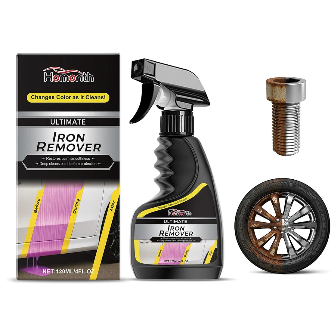 Heavy-Duty Rust Remover Spray for Metal, Tools & Cars 120ml Rust Remover Spray QXL 2 bottle