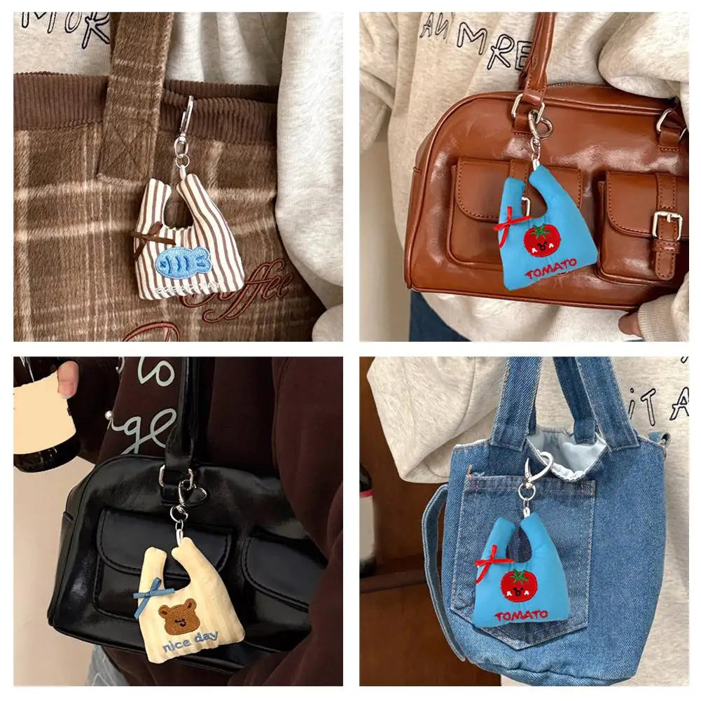 Mini Shopping Bag Keychain Charm | Plush Fabric Bag Pendant Bag Charm Keychain QXL