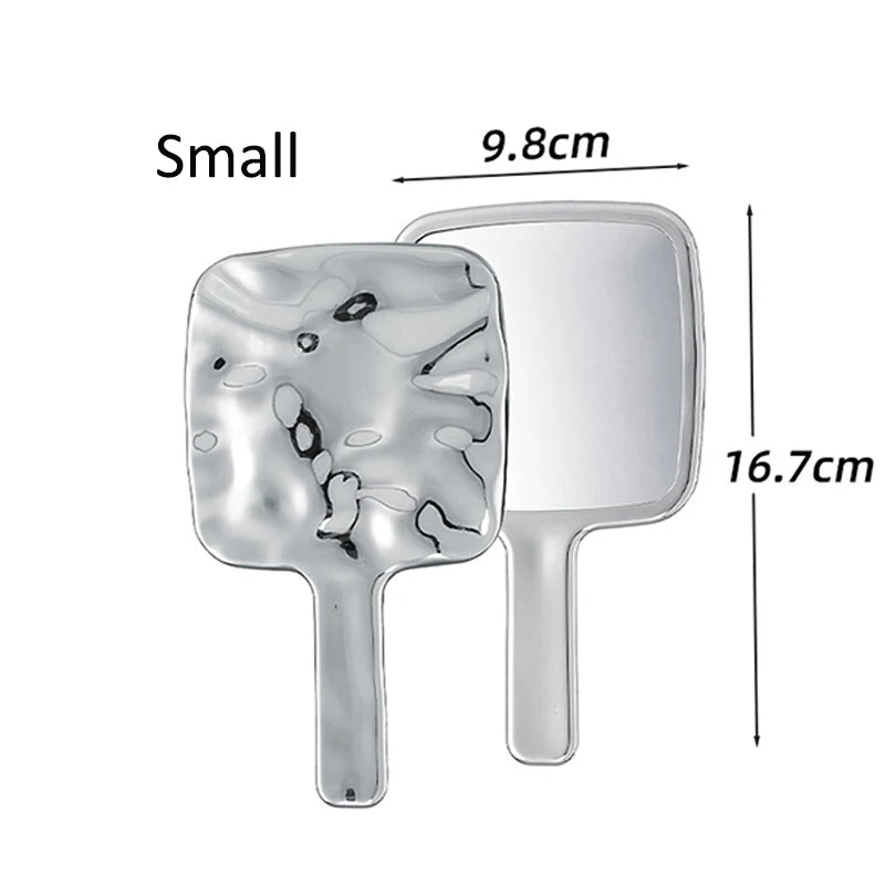 Silver HD Retro Handheld Makeup Mirror | Concave Convex Design Handheld Makeup Mirror QXL Small