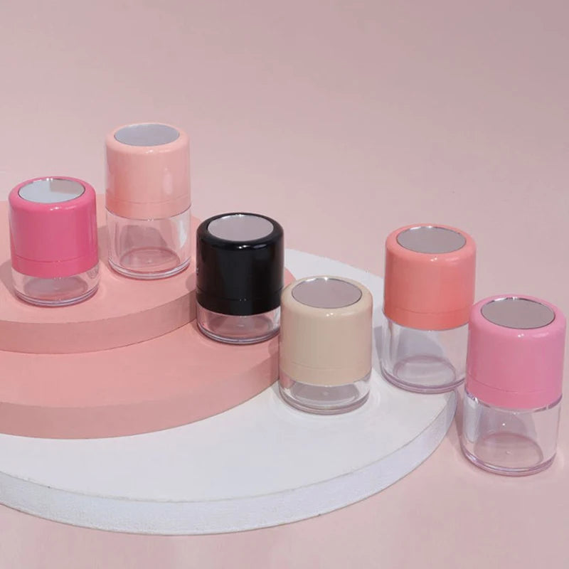 Mini Refillable Loose Powder Jar with Puff, Sifter & Mirror Refillable Powder Compact QXL