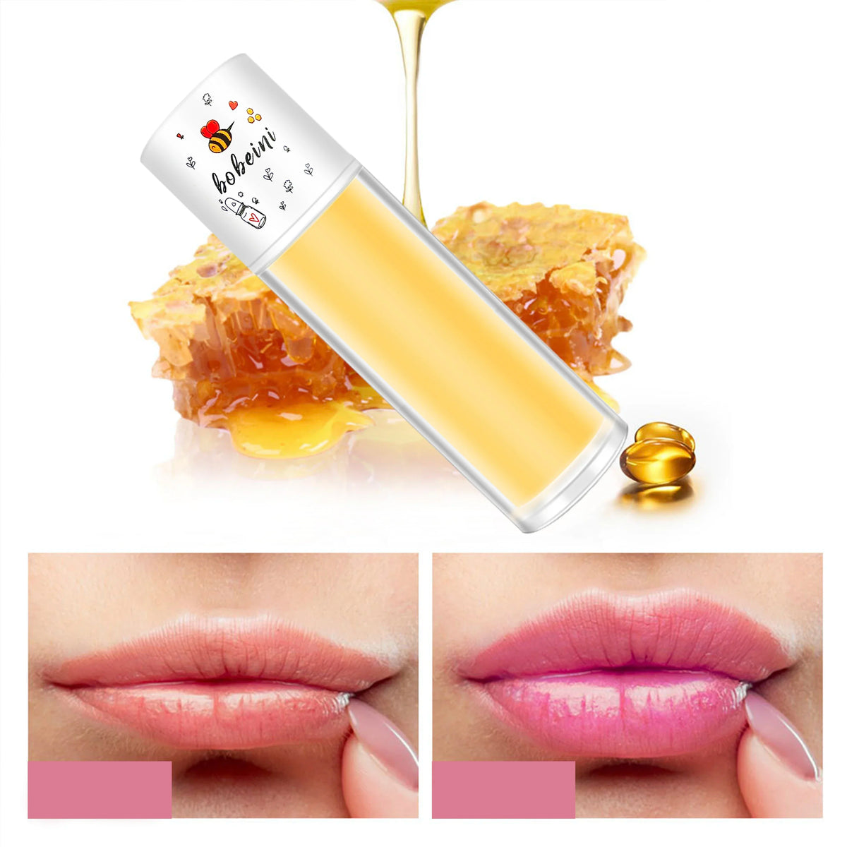 Peach Milk Lip Oil & Bee Lip Balm | Hydrating 5ml Lip Oil Balm QXL