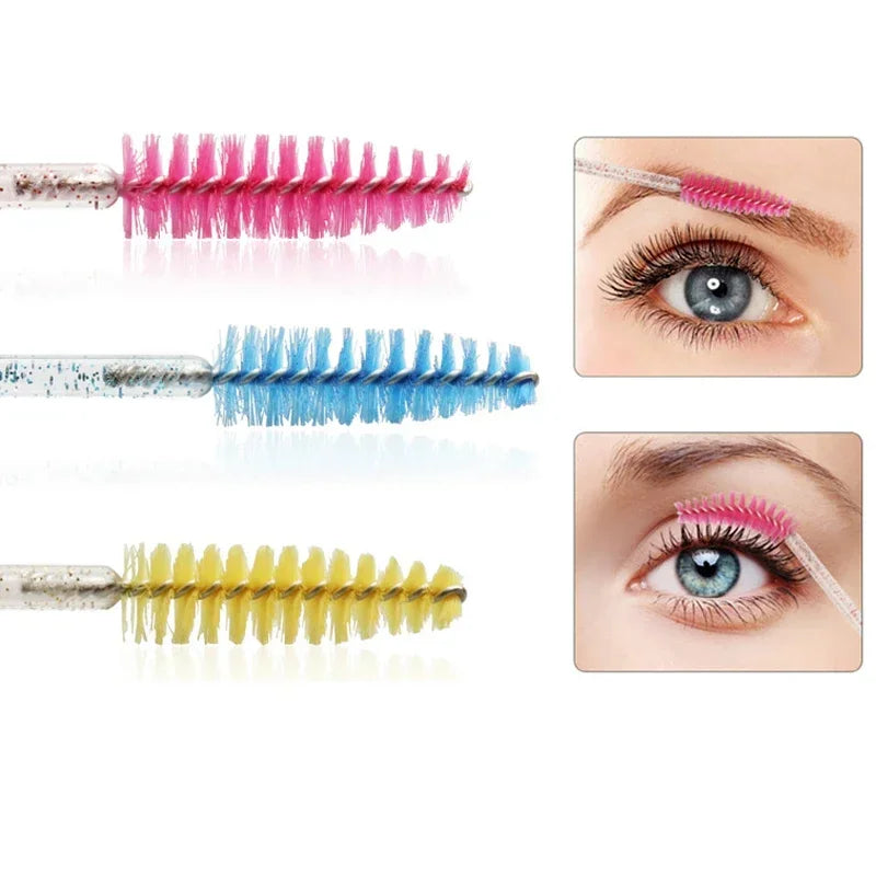 100-Pack Disposable Mascara Wands & Eyebrow Spoolie Brush Set Disposable Spoolie Brush QXL