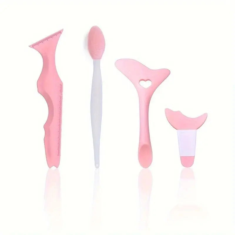 3-Piece Silicone Eyeliner Stencil & Eyebrow Shaping Tool Set Eyeliner Stencil Set QXL A0266-4PCS Pink