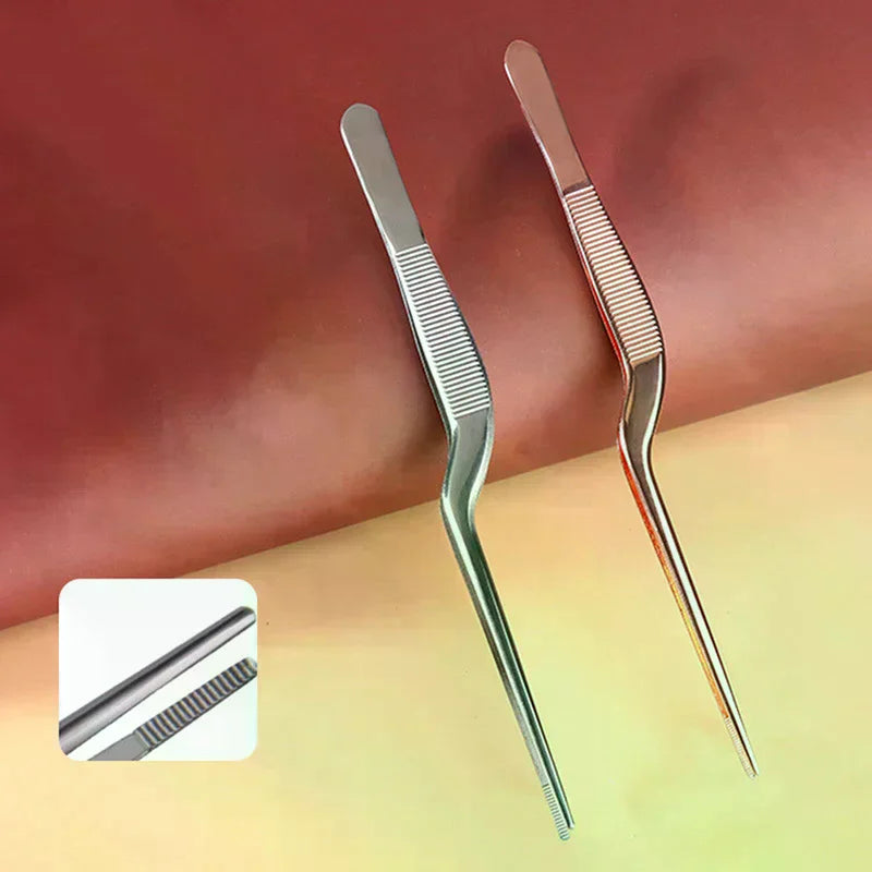 Angled Earwax Removal Tweezers – Curved Stainless Steel Forceps Ear Cleaning Forceps QXL