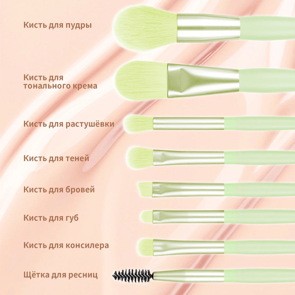 Ronshadow 8-Pc Soft Makeup Brush Set with Storage Bag Makeup Brush Set QXL