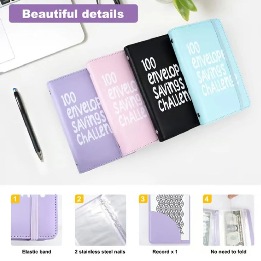 100 Envelope Challenge Binder | Cash Budget Savings Organizer Budget Savings Binder QXL