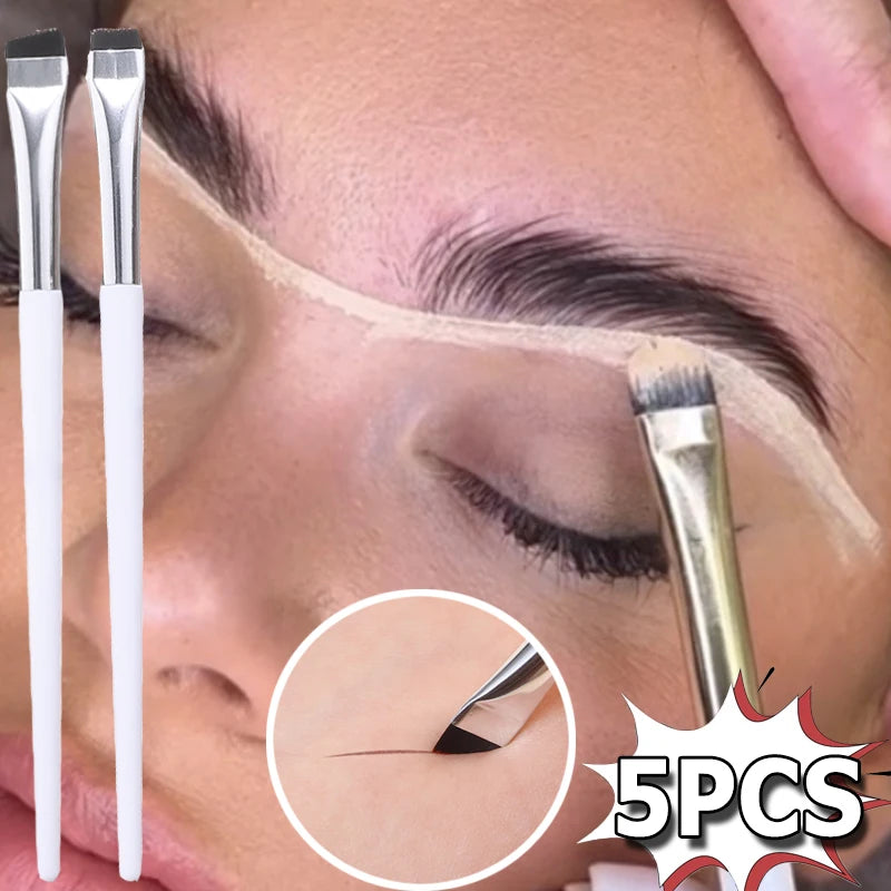 5-Pc Angled Eyebrow & Eyeliner Brush Set | Ultra-Thin Detail Eye Makeup Brush Set QXL