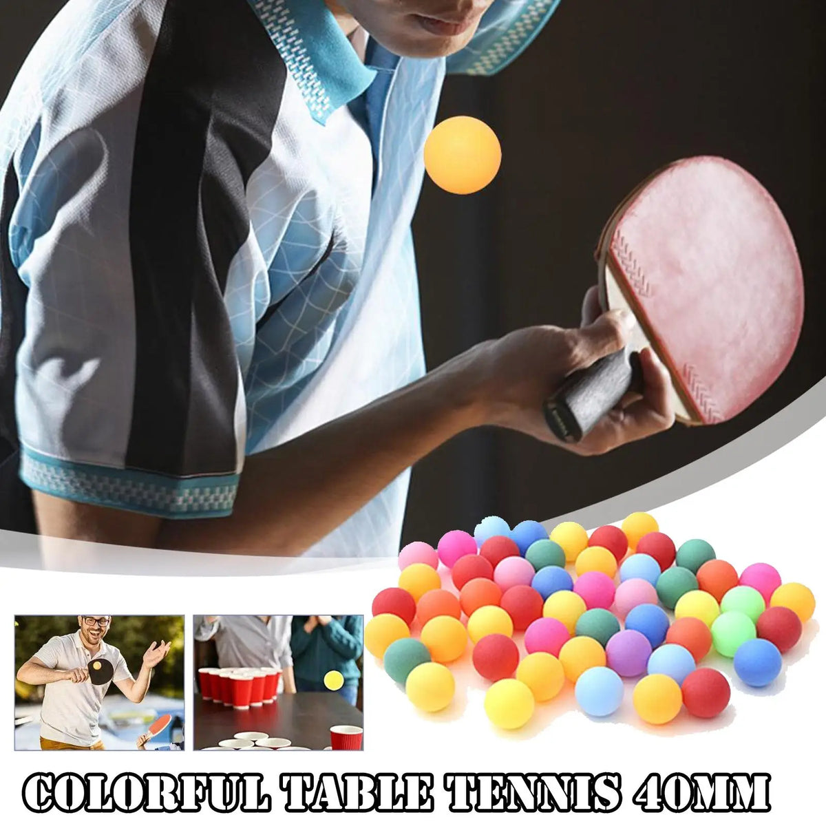 40mm Coloured Ping Pong Balls 10–50 Pack | Party & DIY Games Ping Pong Balls QXL