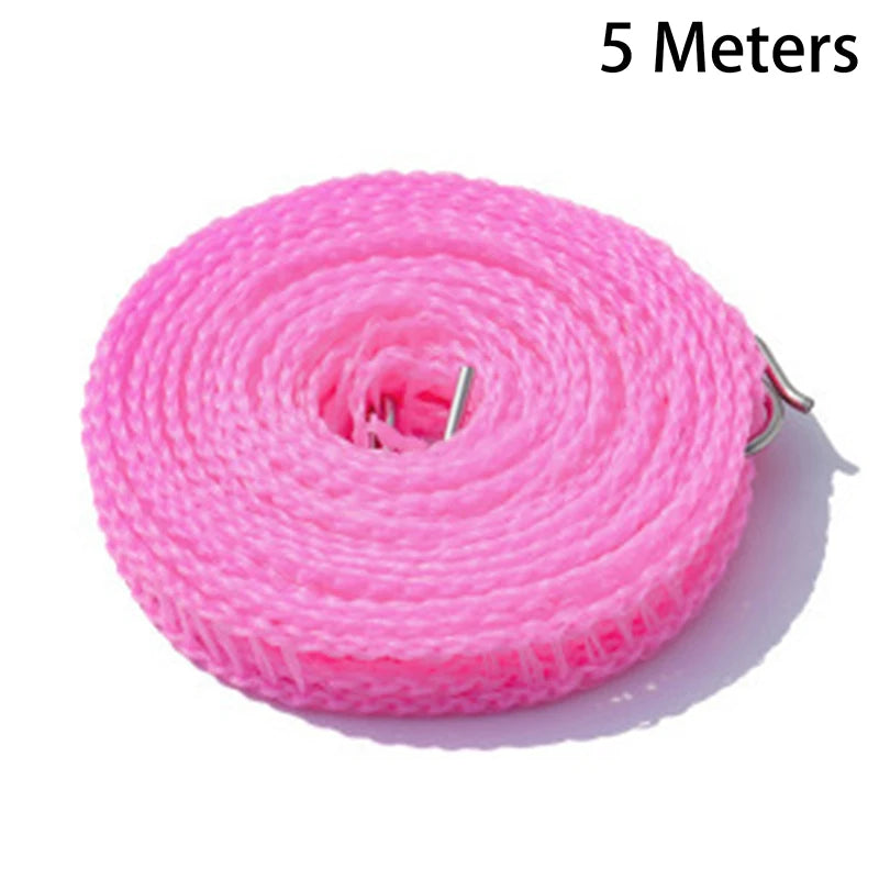 Windproof Fence Clothesline 5M/10M | Indoor & Outdoor Drying Portable Clothesline QXL 5 Meters Pink