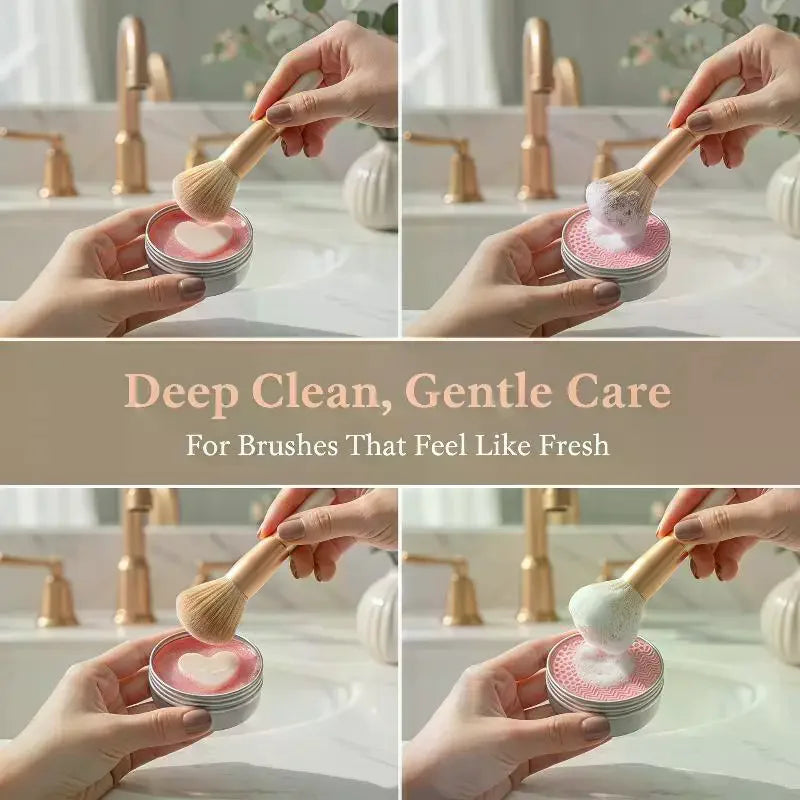 Solid Soap Makeup Brush & Sponge Cleaner + Silicone Pad Brush Cleaning Soap QXL