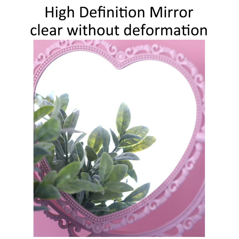 Double-Sided Vintage Rotating Makeup Mirror | Heart Oval Desktop Makeup Mirror QXL