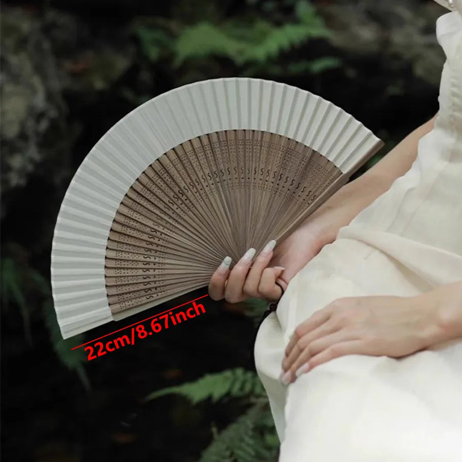 Vintage Bamboo Folding Hand Fan with Pendant | Retro Gift Folding Hand Fan QXL