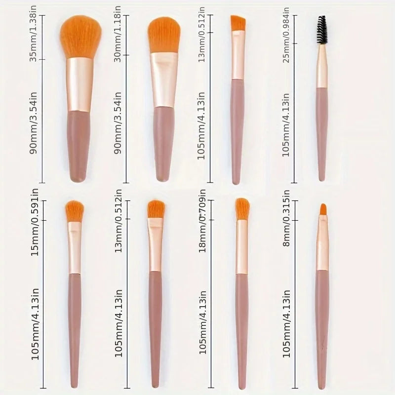 8-Pc Macaron Mini Travel Makeup Brush Set | Soft Bristles Travel Makeup Brush Set QXL