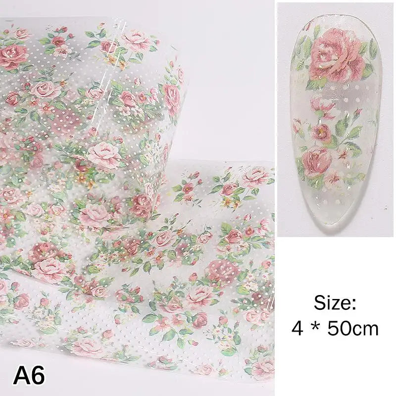 Floral Nail Transfer Stickers – Rose & Tulip DIY Nail Wraps Nail Transfer Stickers QXL A6