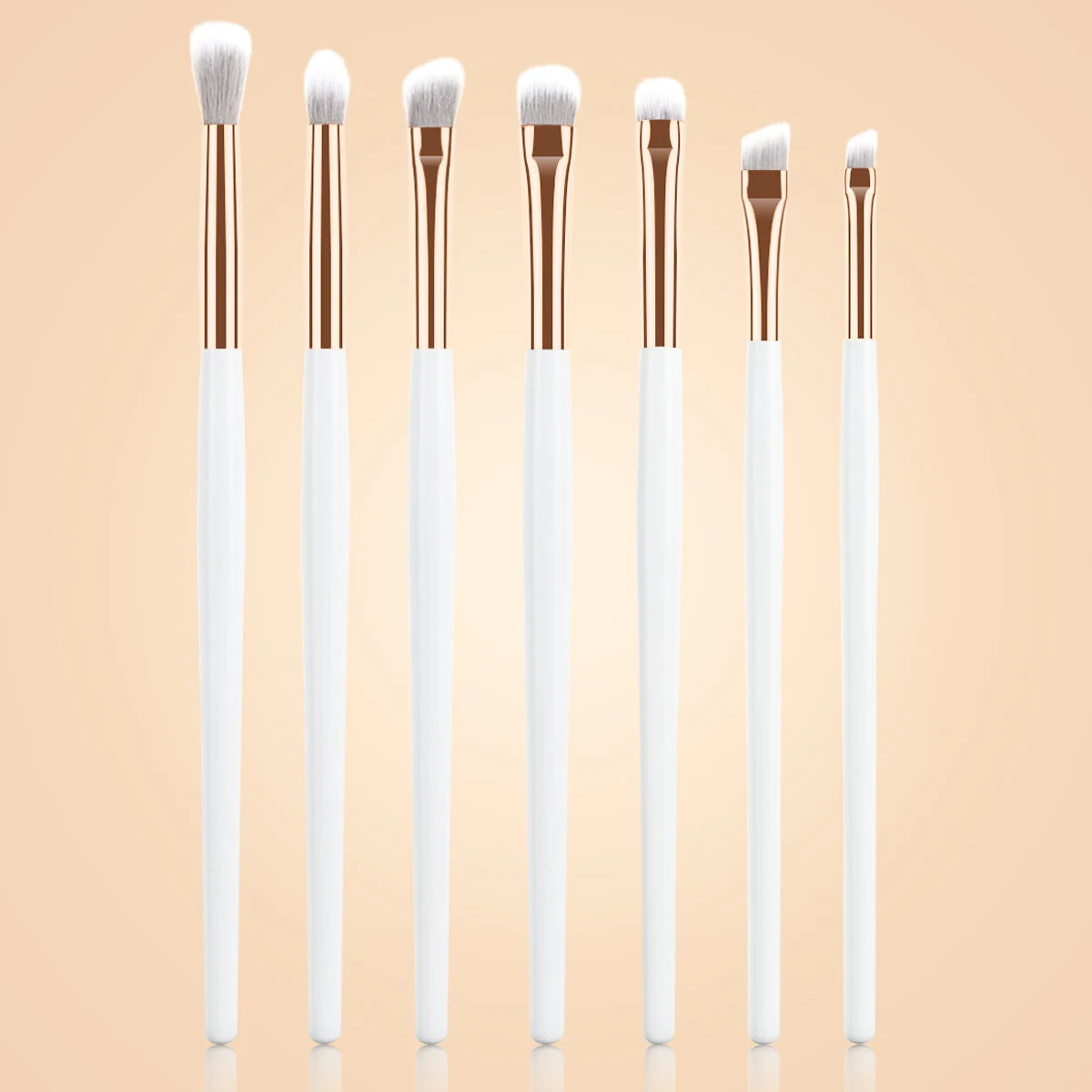 7-Pc Rose Gold Eye Makeup Brush Set | White Wood Handle Eye Makeup Brush Set QXL 7pcs White