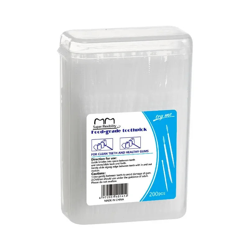 200-Pack Interdental Brushes & Dental Floss Toothpicks | vvocci Dental Floss Picks QXL M3 WHITE