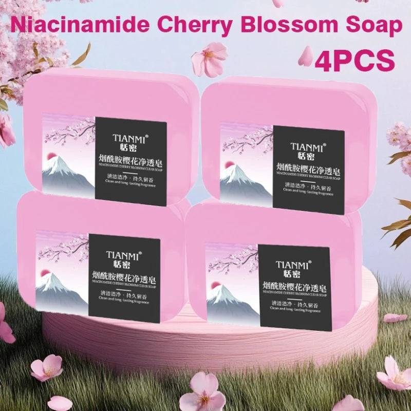 4-Pack Niacinamide Cherry Blossom Handmade Soap – All Skin Handmade Bar Soap QXL Lavender 280g