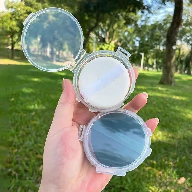 Double-Layer Folding Powder Puff Storage Box | Portable Clear Case Powder Puff Storage Box QXL