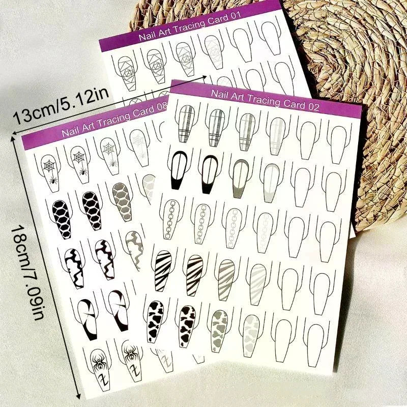 10-Pack Nail Art Practice Cards | 200+ Design Templates Nail Art Practice Cards QXL