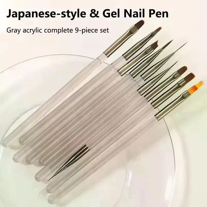 9-Piece UV Gel Nail Brush Set | 3D Carving Manicure Tools Nail Art Brush Set QXL Default Title