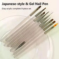 9-Piece UV Gel Nail Brush Set | 3D Carving Manicure Tools Nail Art Brush Set QXL Default Title