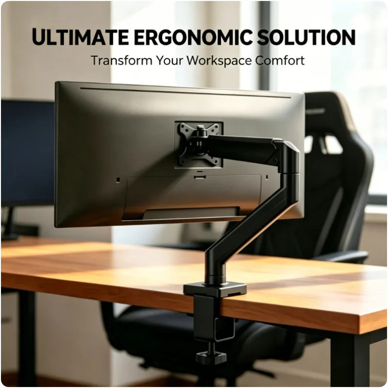 14–32" Single Monitor Arm | Adjustable Desk Mount C-Clamp Monitor Arm Mount QXL