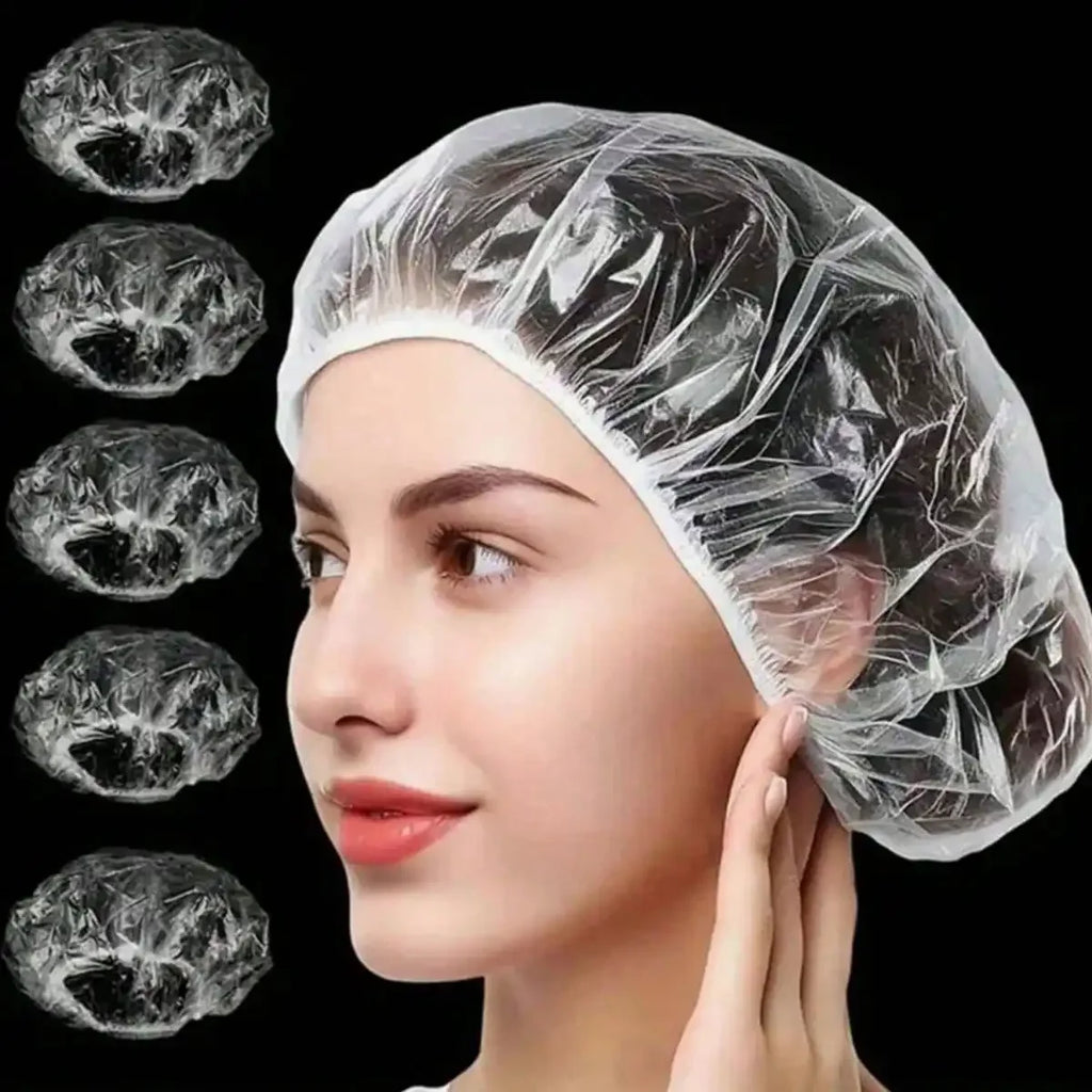Disposable Thick PE Shower Caps | Salon, Dye & Hotel Use Disposable Shower Cap QXL