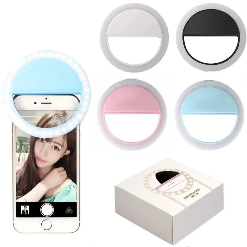 LED Selfie Ring Light USB | 28 LEDs, 3 Brightness, Phone Clip Selfie Ring Light QXL
