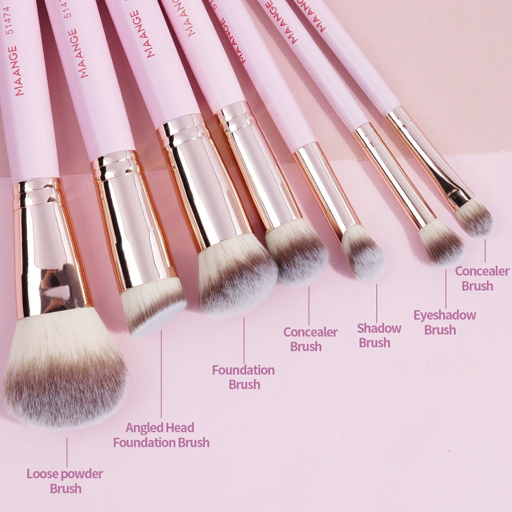 MAANGE 7-Piece Makeup Brush Set | Foundation, Blush & Eyeshadow Makeup Brush Set QXL