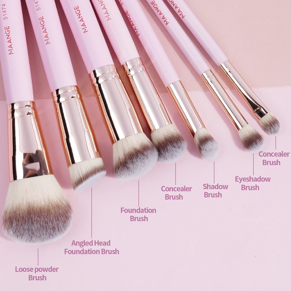 MAANGE 7-Piece Makeup Brush Set | Foundation, Blush & Eyeshadow Makeup Brush Set QXL