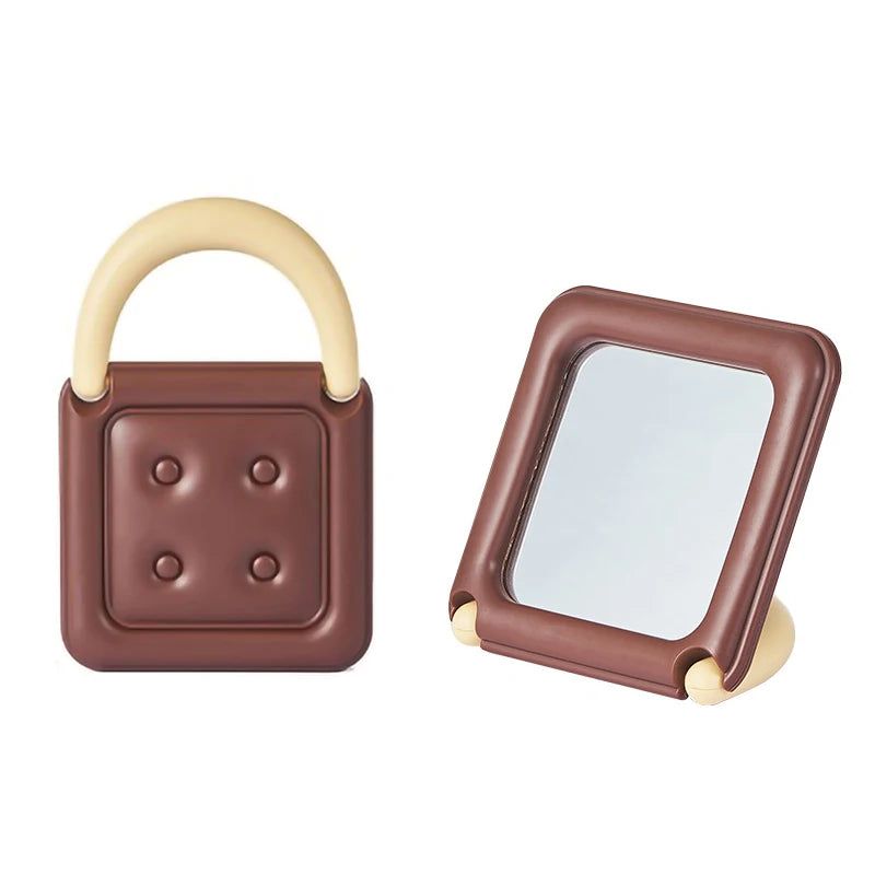 Foldable Makeup Mirror – Cute Chocolate Biscuit Handbag Design Makeup Mirror QXL