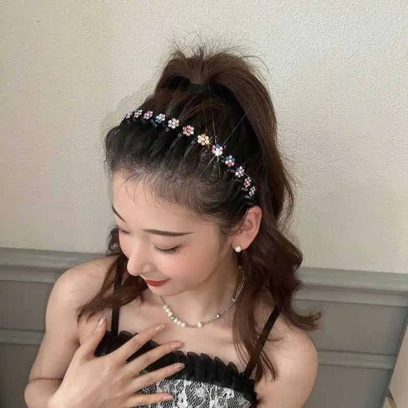 Rhinestone Non-Slip Wave Headband for Women & Girls Rhinestone Headband QXL