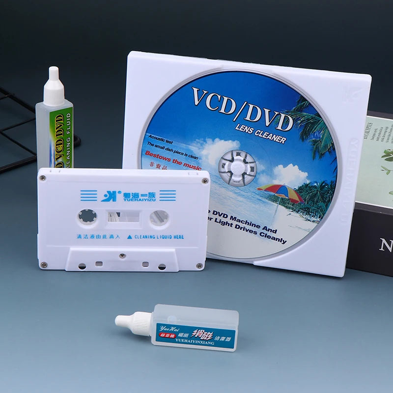 DVD CD Lens Cleaner & Cassette Tape Head Cleaner Demagnetizer Player Cleaning Kit QXL