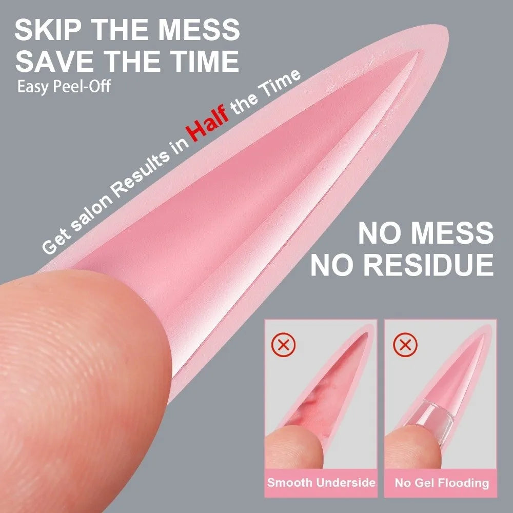 256-Pc Transparent Dual Form Nail Extension Tips | DIY Set Nail Extension Forms QXL