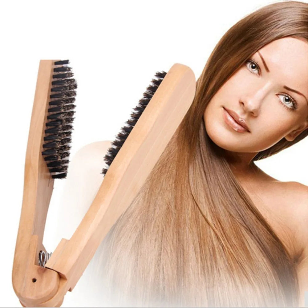 Double-Sided Hair Straightening Comb & Styling Splint Hair Straightening Comb QXL log color