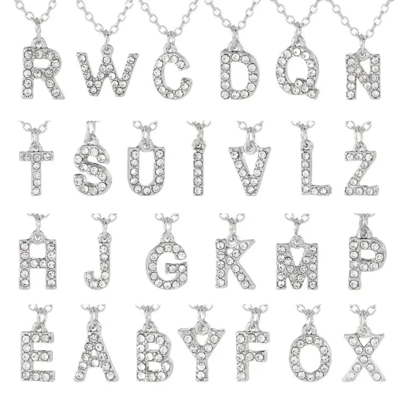 A-Z Initial Letter Pendant Necklace | Shining Alphabet Charm Initial Pendant Necklace QXL