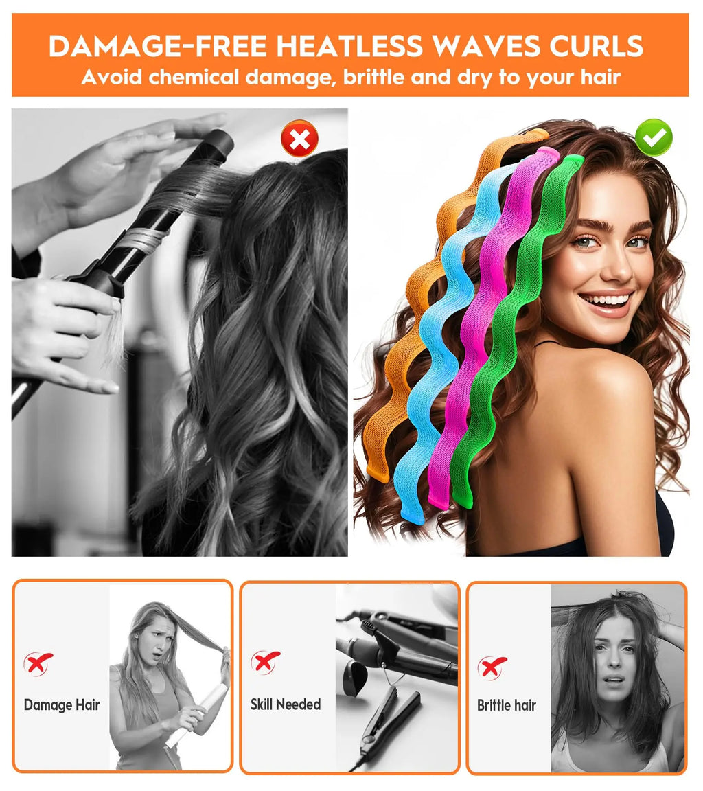 18-Pack Soft Magic Hair Rollers | No-Heat Curling Rods Hair Rollers QXL
