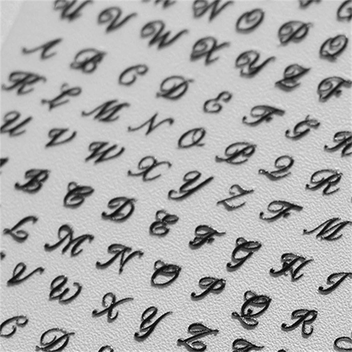 5D Retro English Letter Nail Stickers – Black & White DIY Art Nail Art Stickers QXL