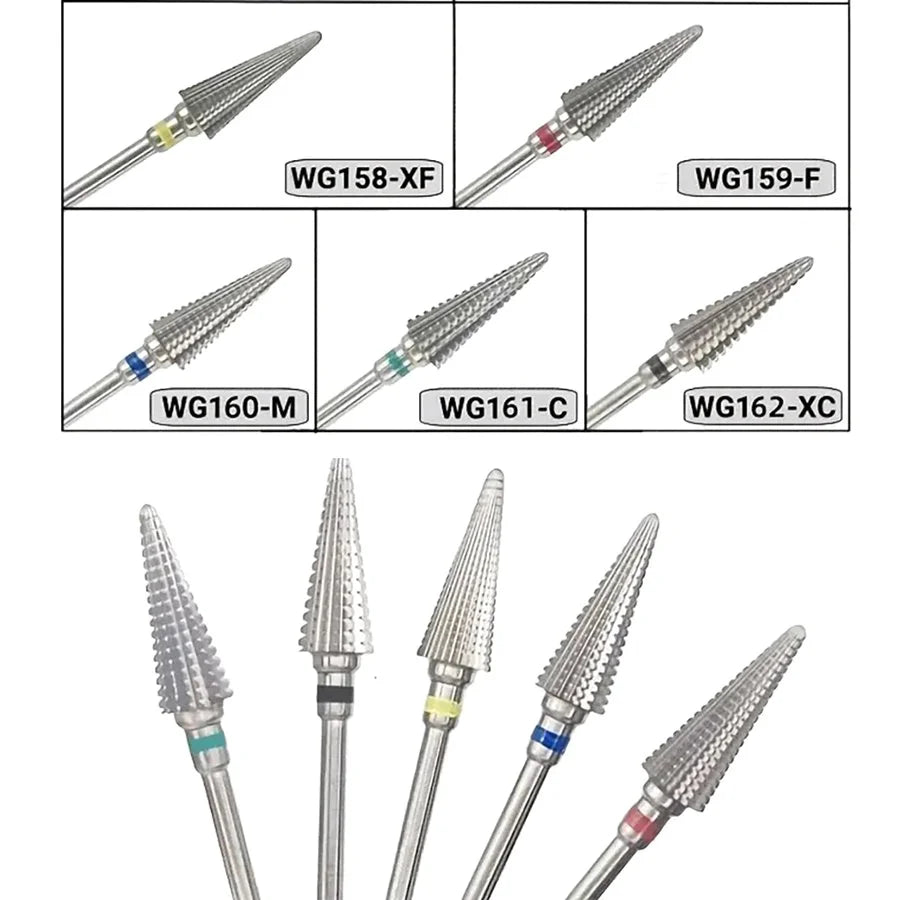 5-in-1 Tungsten Carbide Nail Drill Bit | Gradient Teeth Nail Drill Bit QXL