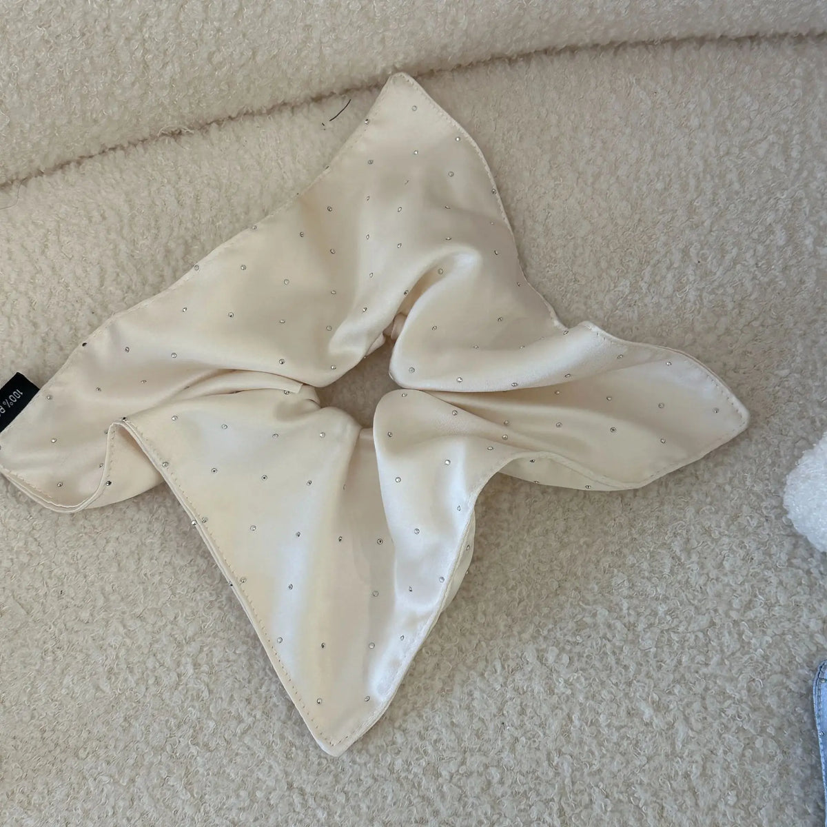 Korean Satin Scrunchies 3-Pack | Starry Elegant Hair Ties Satin Scrunchie Set QXL WHITE