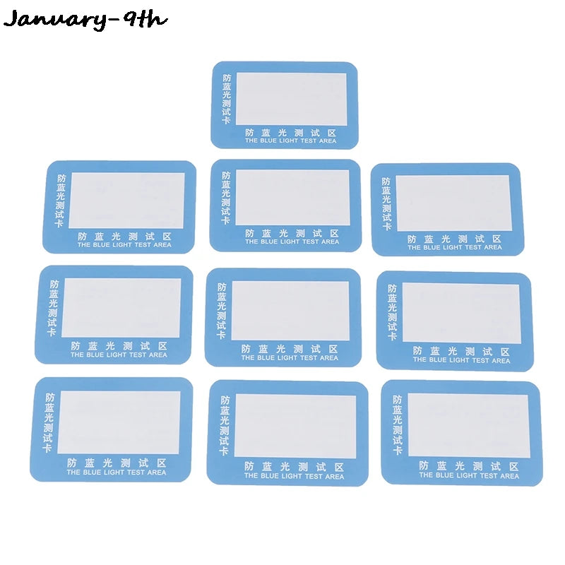 10-Pack Anti-Blue Light Test Cards | UV Lens Detection Eyewear Test Cards QXL