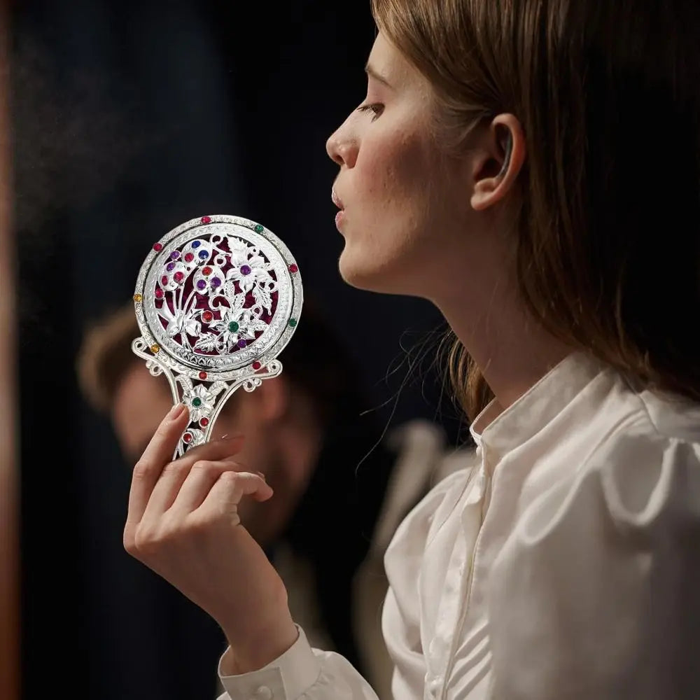 Vintage Compact Mirror & Comb Set | Retro Floral Alloy Design Compact Vanity Mirror QXL