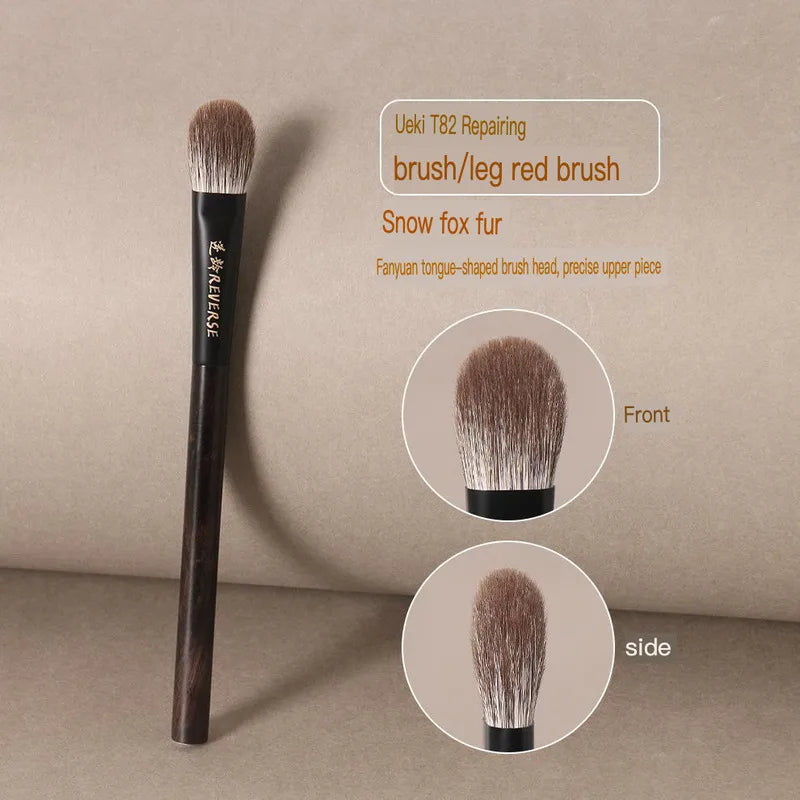 T82 Flat Round Blush Brush | Goat & Fox Hair Makeup Brush Blush Makeup Brush QXL