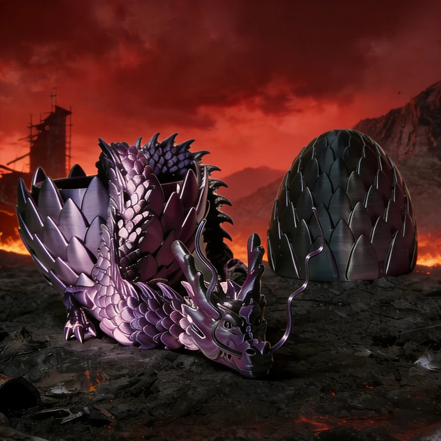 Articulated 3D Printed Dragon Model 60cm + Egg | Fantasy Decor Collectible Dragon Figure QXL 60cmDragon 18cmEgg