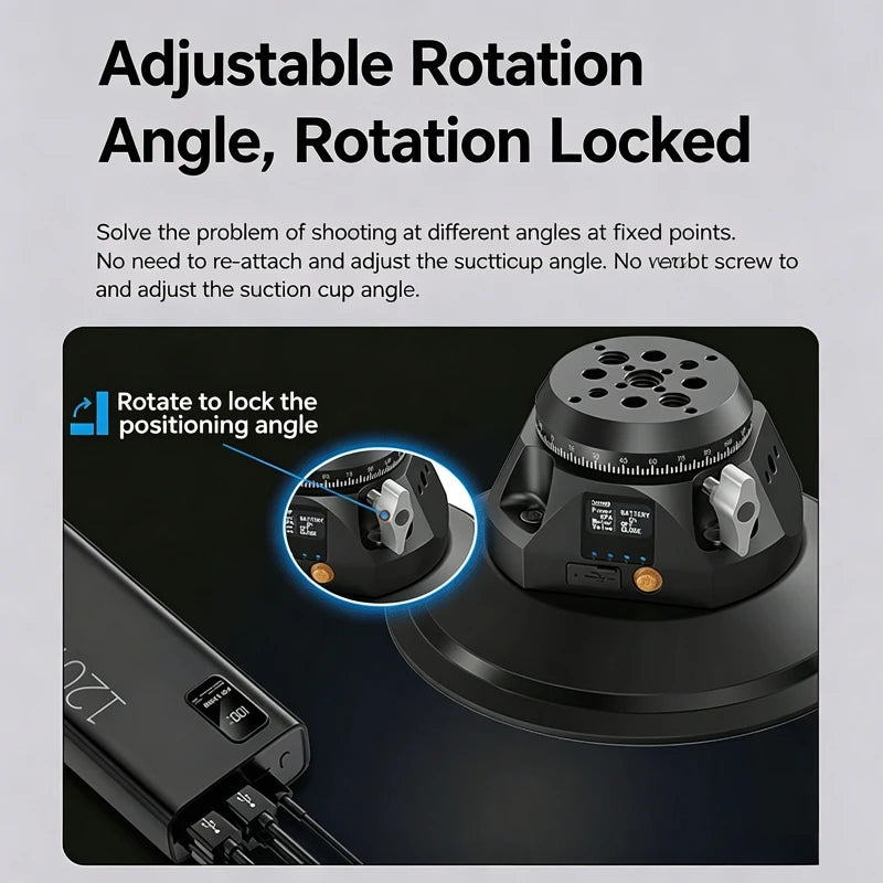 360° Electric Suction Cup Camera Mount for Cars | 35kg Load Camera Suction Mount QXL