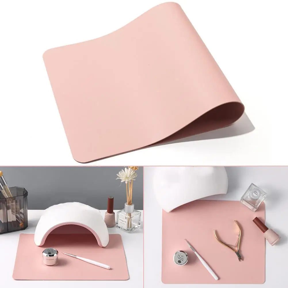 Pink Leather Nail Art Table Mat | Anti-Slip Armrest Cushion Nail Art Mat QXL