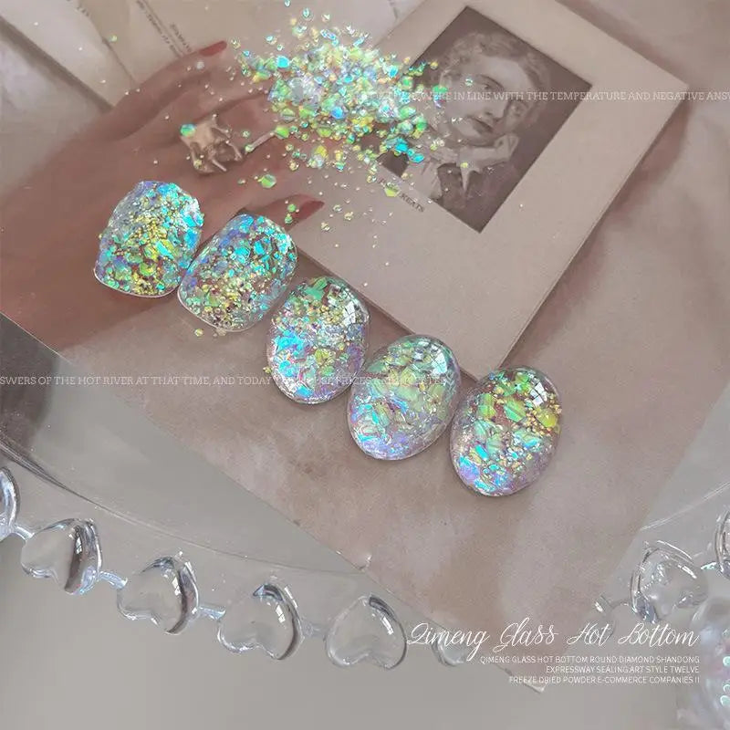 Holographic Iridescent Nail Art Glitter Sequins Jar | PET Nail Art Glitter QXL