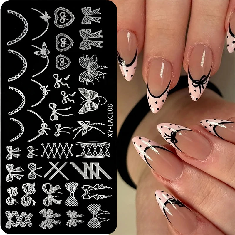 3D Lace & Bow Nail Art Stamping Plate | 30+ Designs Nail Stamping Plate QXL